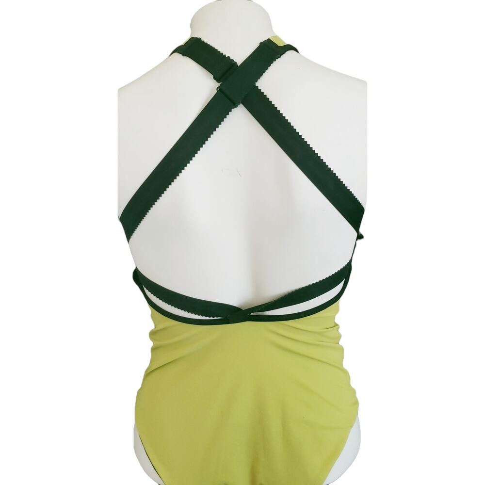 WARD WHILLAS Palmer reversible perforated one piece swimsuit black pea green XS - Picture 8 of 10